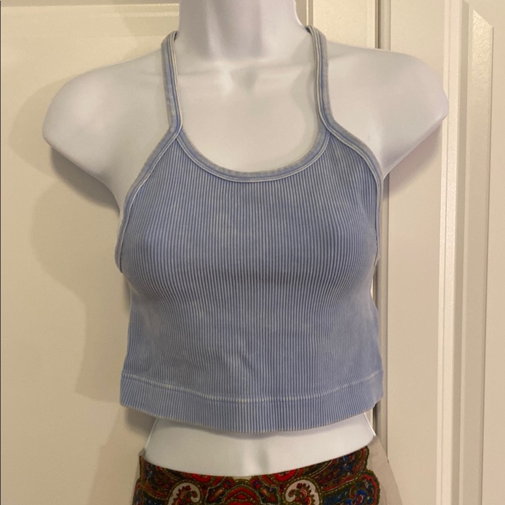 Zenana Outfitters Blue Fitted Crop Tank Top